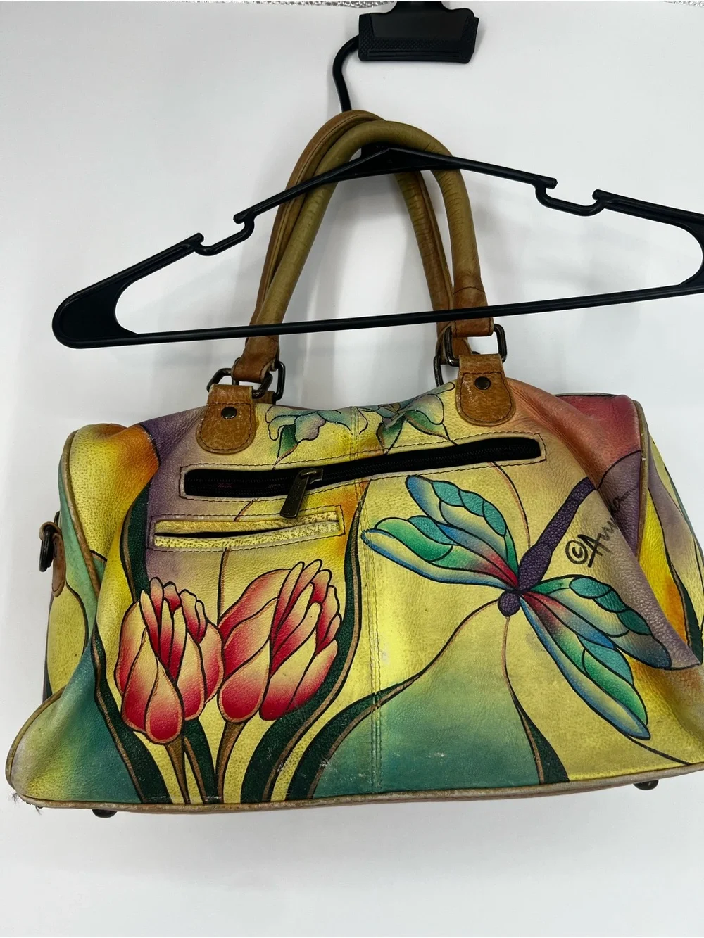 Anna by Anuschka hand-painted leather satchel bag in the 